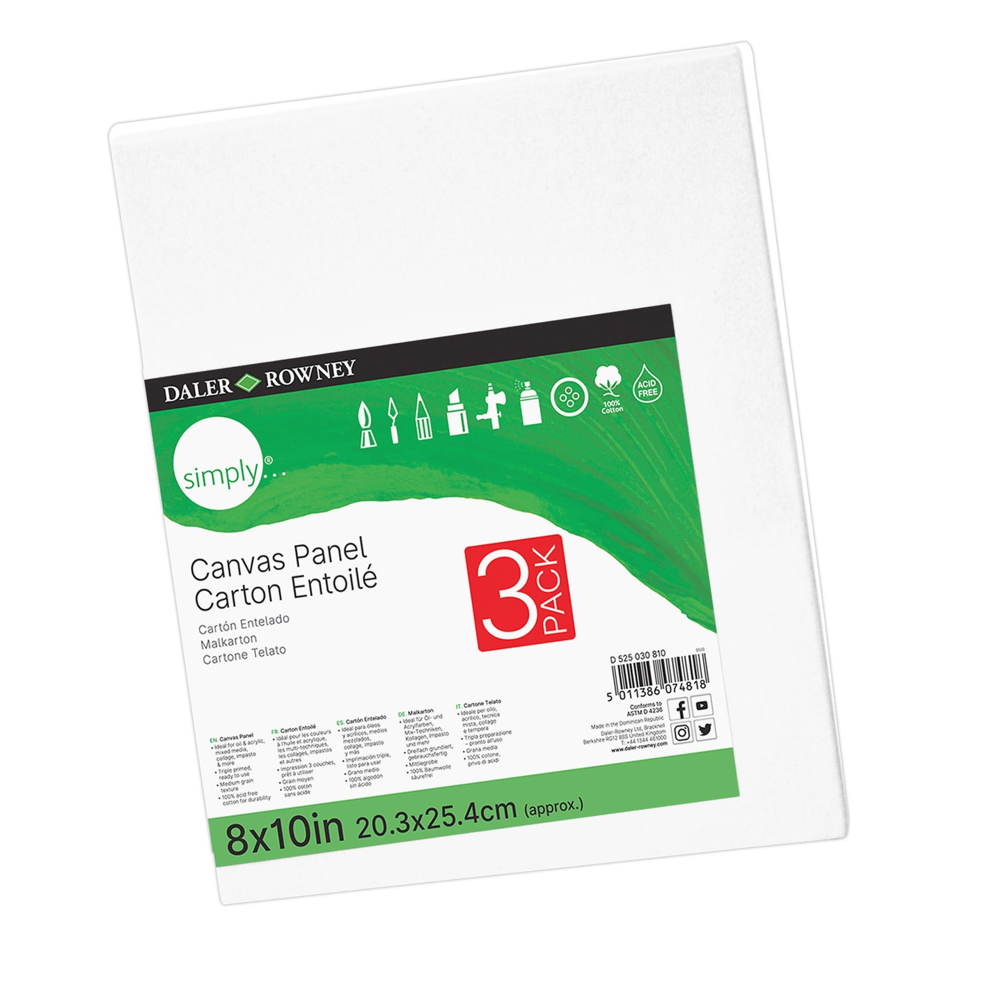 Canvas Panels Set 8x10in 3/pk White