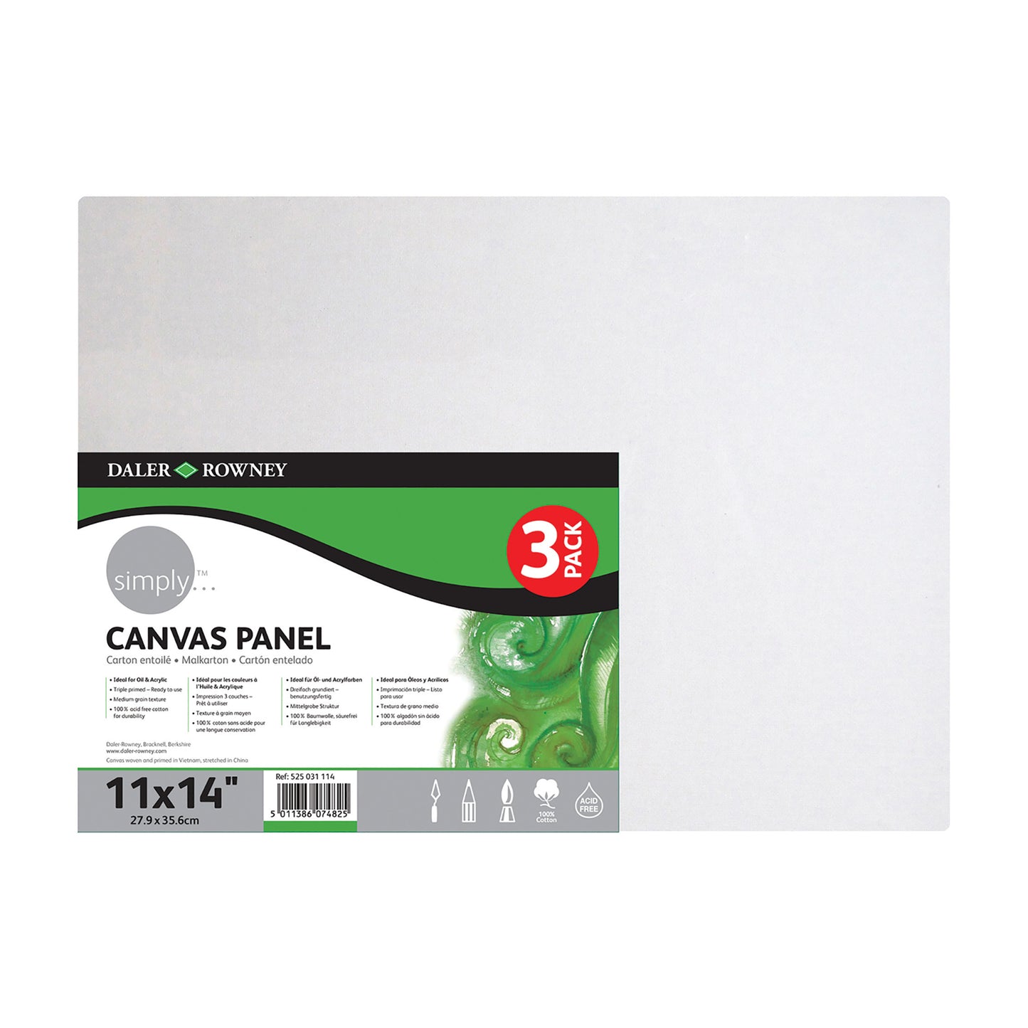 Simply White Canvas Panels Set, 11" x 14", 3 Per Pack, 3 Packs