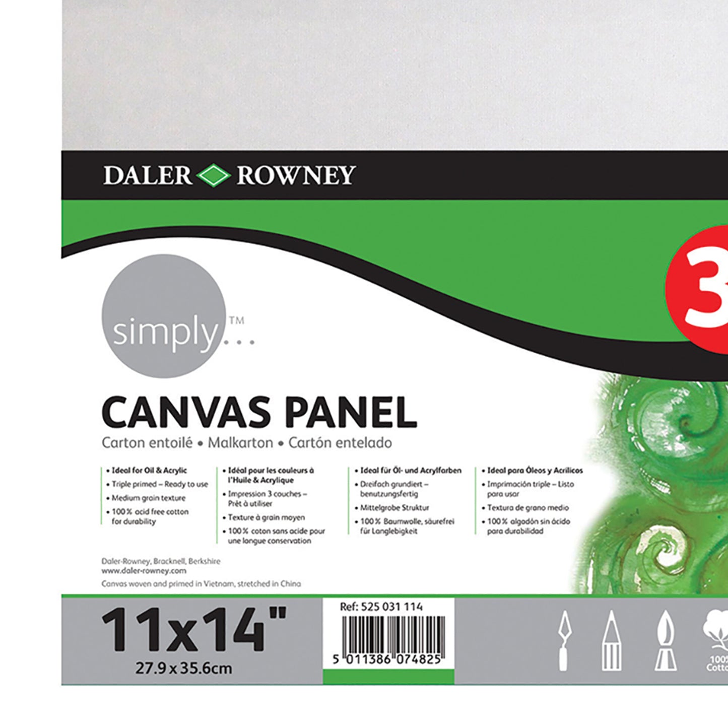 Canvas Panels Set 11x14in 3/pk Wht