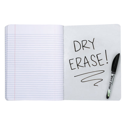 Composition Books with Dry Erase Surfaces, Black Marble, 3/8" Ruled w/ Margin , 100 sheets