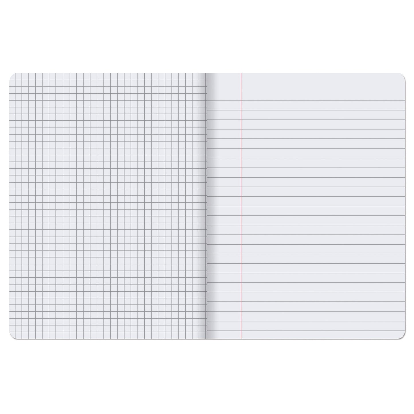 Dual Ruled Composition Book, Dark Gray, 1/4" Grid & 3/8" Wide Ruled, 9-3 /4" x 7-1/2", 100 Sheets, Pack of 12