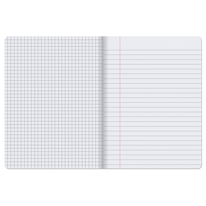 Dual Ruled Composition Book, Dark Gray, 1/4" Grid & 3/8" Wide Ruled, 9-3 /4" x 7-1/2", 100 Sheets, Pack of 12