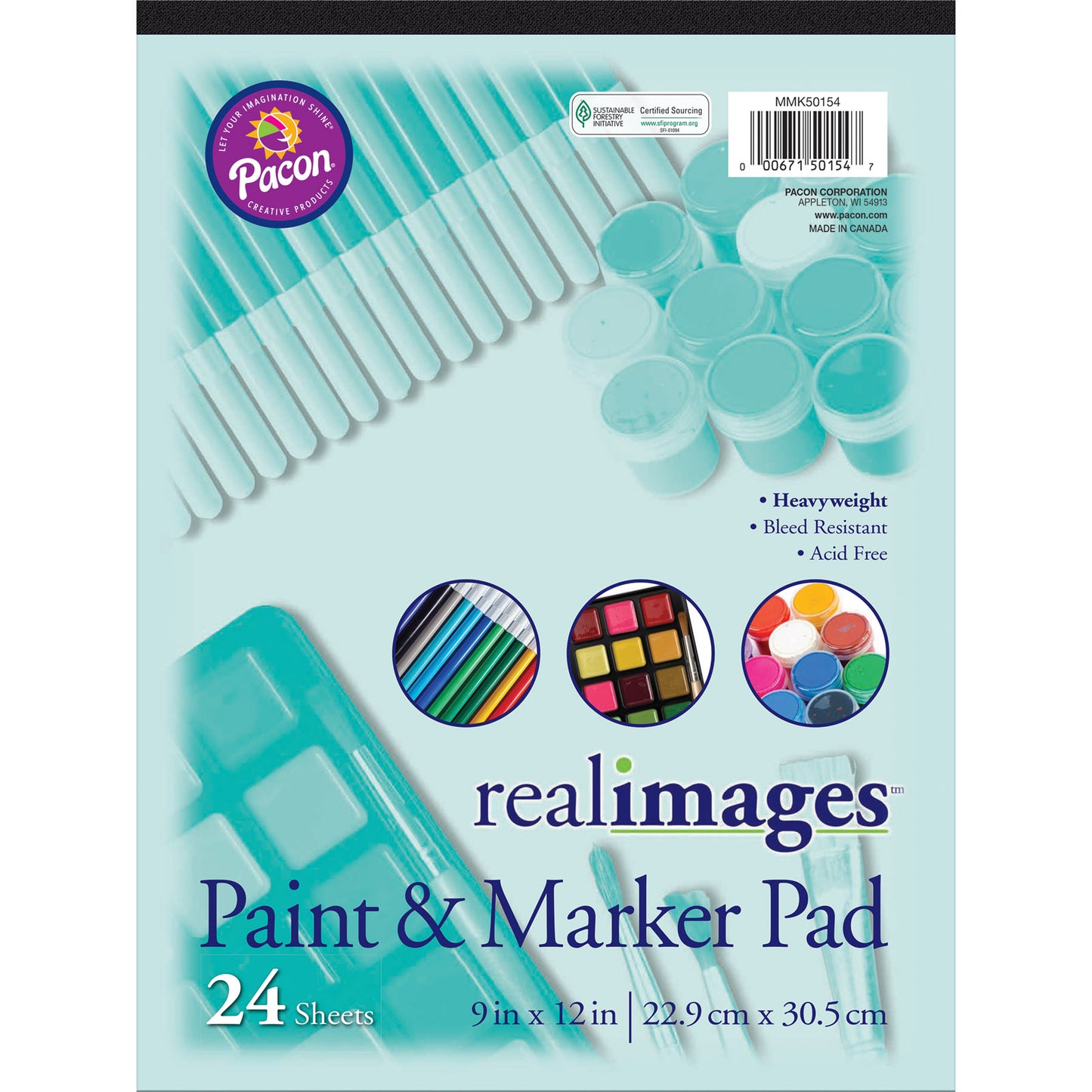 Paint & Marker Pad, Heavyweight, 9" x 12", 24 Sheets, Pack of 12
