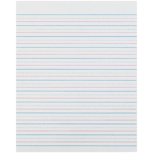 Sulphite Handwriting Paper, Dotted Midline, Grade 2, 1/2" x 1/4" x 1/4" Ruled Short, 8" x 10-1/2", 500 Sheets