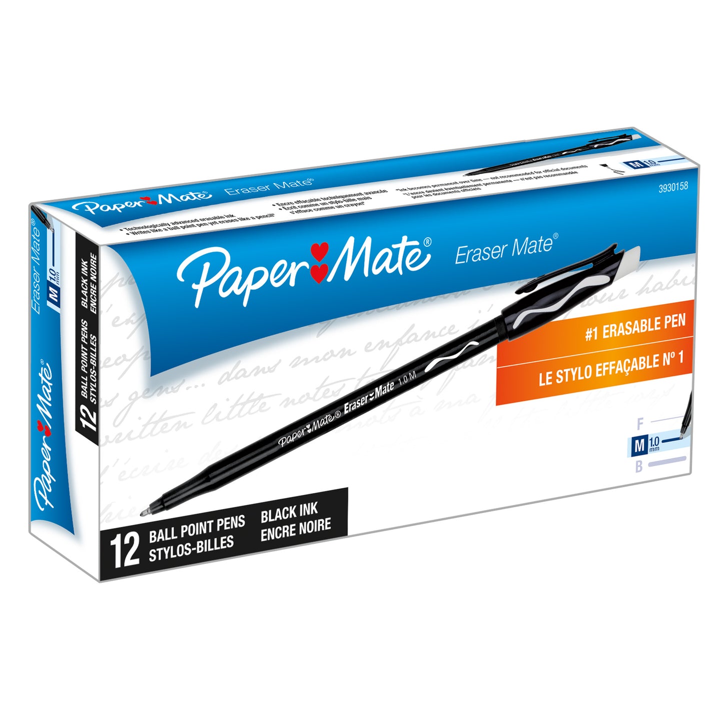 Eraser Mate® Pen, Black, 12-Pack