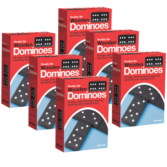 Double Six Wooden Dominoes Game, Pack of 6