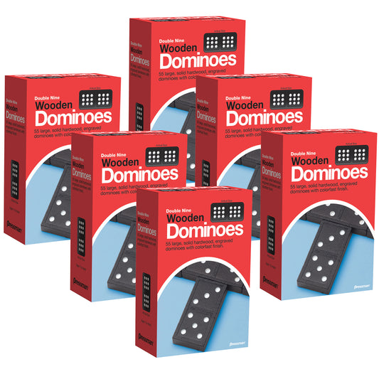 Double Nine Wooden Dominoes Game, Pack of 6