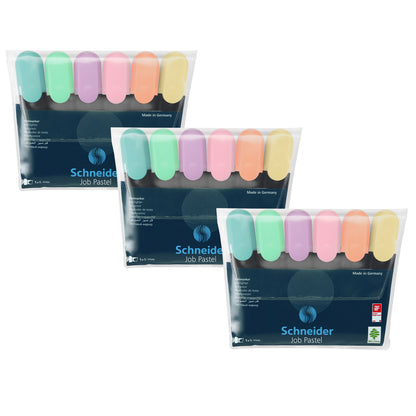 Job Highlighters, Chisel Tip, Pastel, 6 Per Pack, 3 Packs