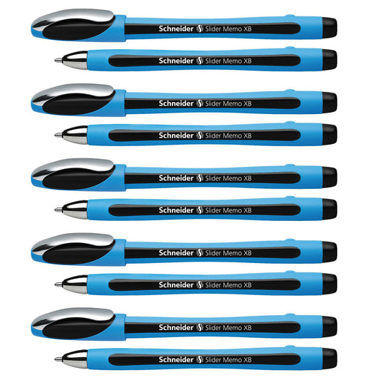 Slider Memo Ballpoint Pen, Viscoglide Ink, 1.4 mm, Black, Pack of 10