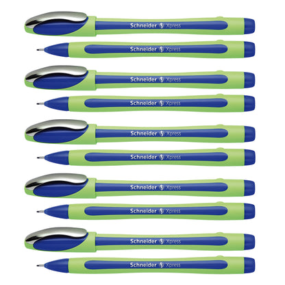 Xpress Fineliner Pen, Fiber Tip, 0.8 mm, Blue, Pack of 10