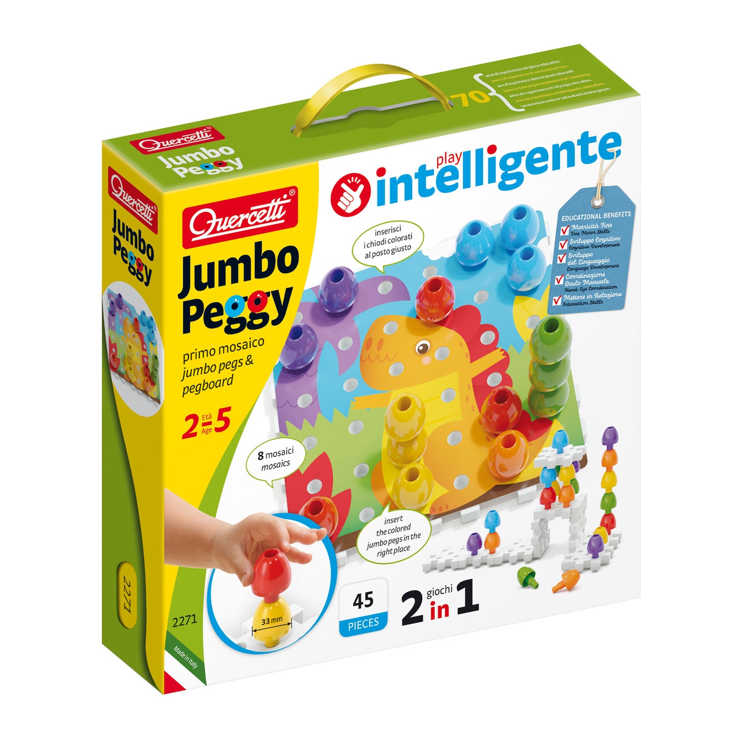 Jumbo Peggy Medium - Stacking Peg Toy with Illustrated Cards and 9 Linking Boards and 36 Pegs