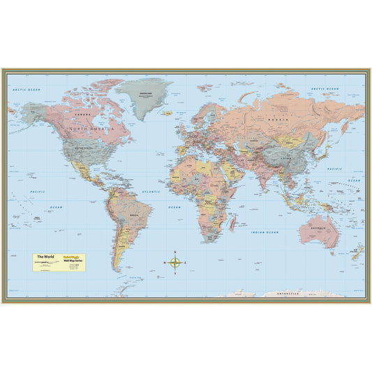 World Map-Laminated Poster, 50" x 32", Pack of 2