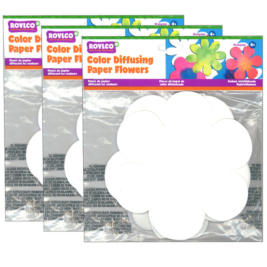 Color Diffusing Paper Flowers, 9", 80 Sheets Per Pack, 3 Packs