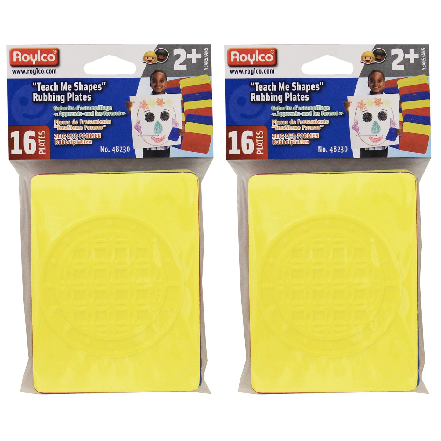 Teach Me Shapes Rubbing Plates, 4" x 5.25", 16 Per Set, 2 Sets