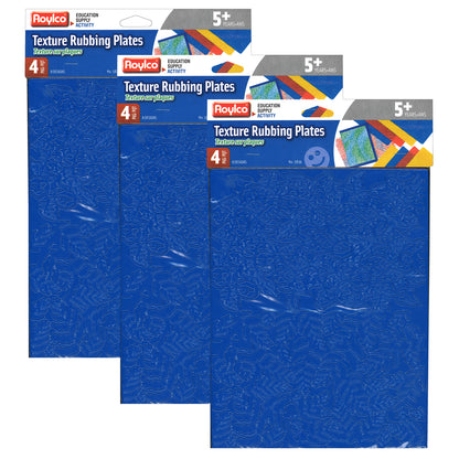 Texture Rubbing Plates, 4 Per Pack, 3 Packs