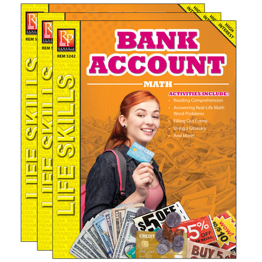 Bank Account Math Workbook, Pack of 3