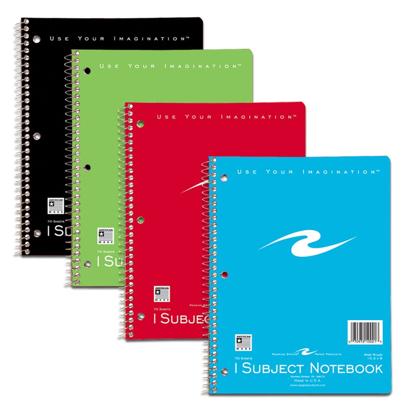 Spiral Notebook, 1-Subject, 70 Pages, Assorted Covers, Pack of 12