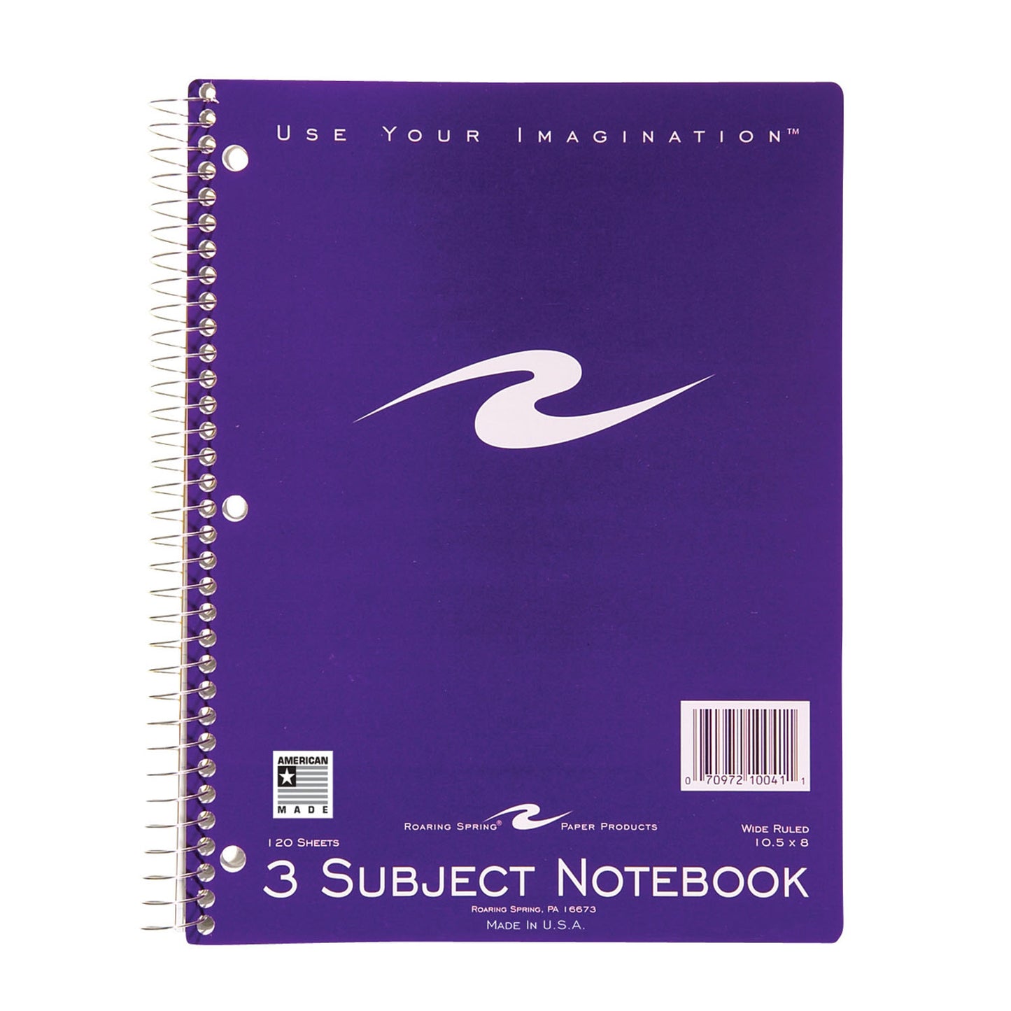 Spiral Notebook, 3-Subject, 120 pages