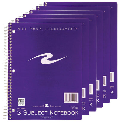 (6 EA) SPIRAL NOTEBOOK 3 SUBJECT 120 PAGES