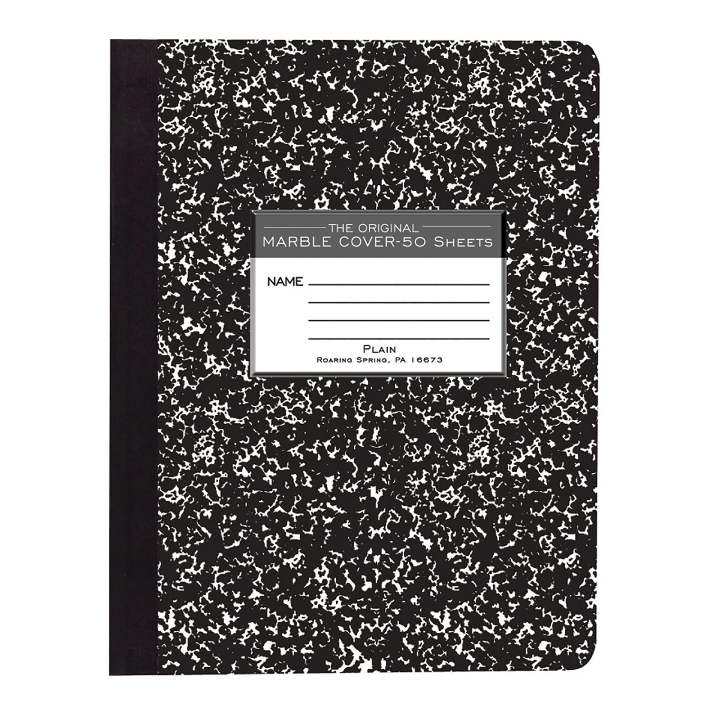 Composition Book, Unruled, 50 Sheets, 9.75" x 7.5" , Black Marble