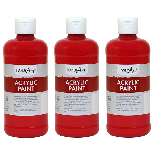 Acrylic Paint 16 oz, Brite Red, Pack of 3