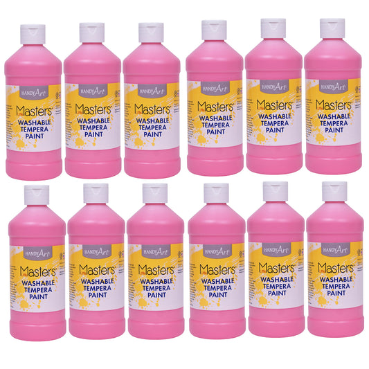 Little Masters® Washable Tempera Paint, 16 oz., Pink, Pack of 12