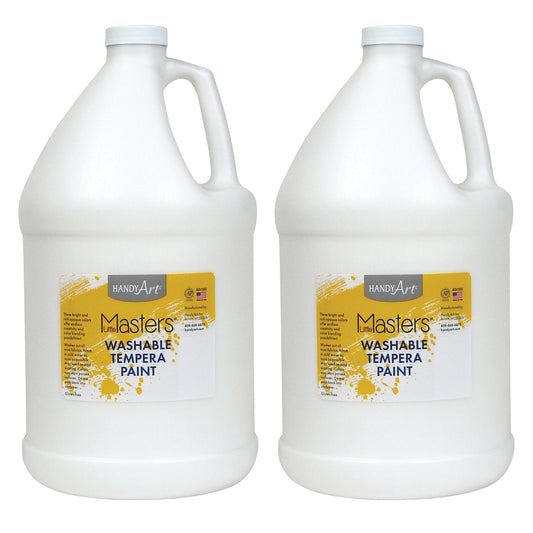 Little Masters® Washable Tempera Paint, Gallon, White, Pack of 2