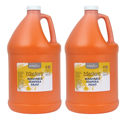 Little Masters® Washable Tempera Paint, Gallon, Orange, Pack of 2