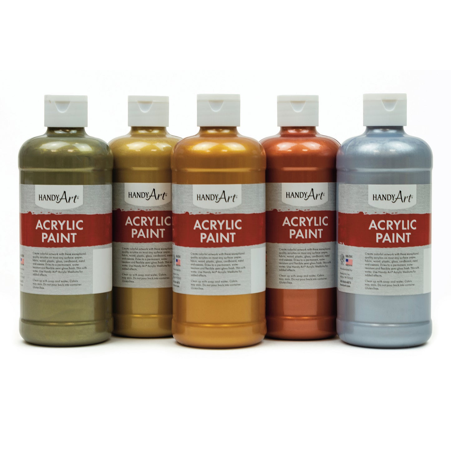 Metallic Acrylic Paint, 16 oz, Set of 5