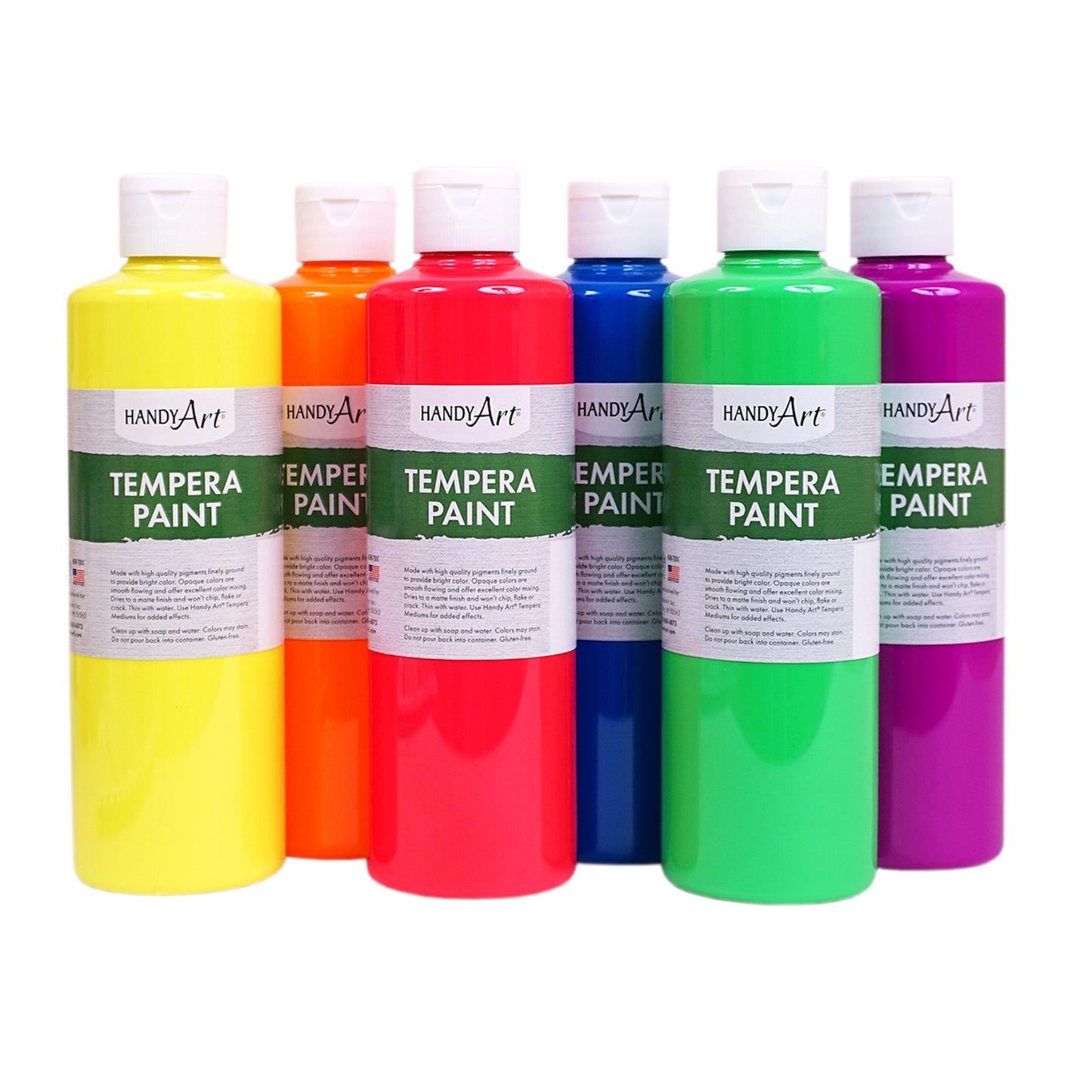 Tempera Paint, Pint, Fluorescent 6-Color Set