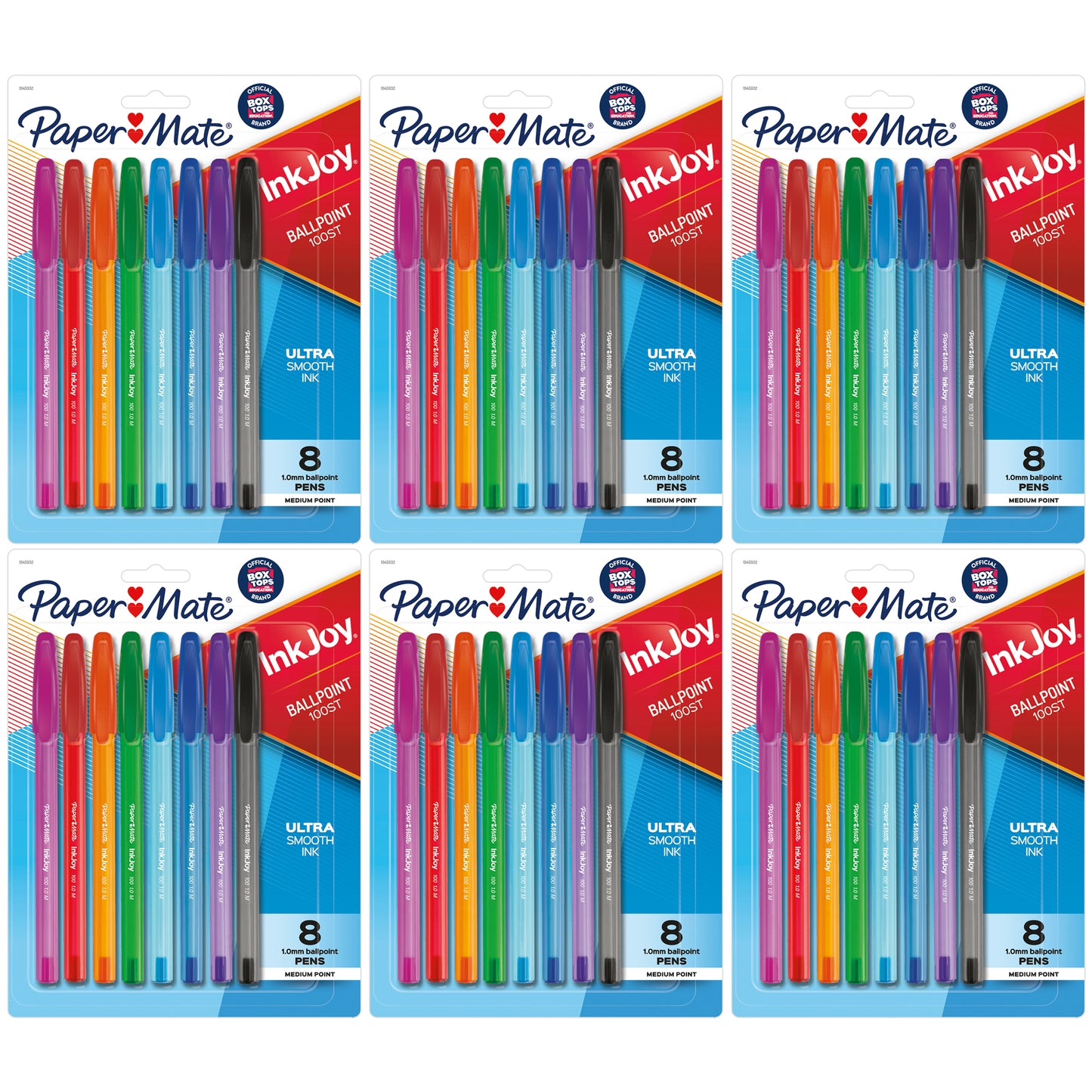 InkJoy 100ST Ballpoint Pens, Medium Point, Assorted Ink, 8 Per Pack, 6 Packs