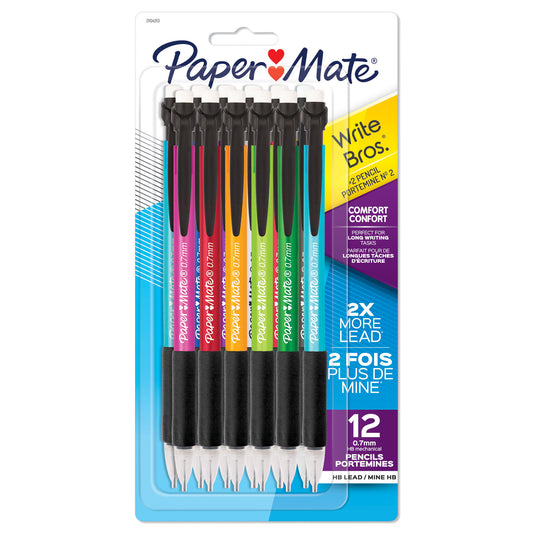 Write Bros® Comfort Mechanical Pencil, 0.7mm, Assorted, Pack of 12