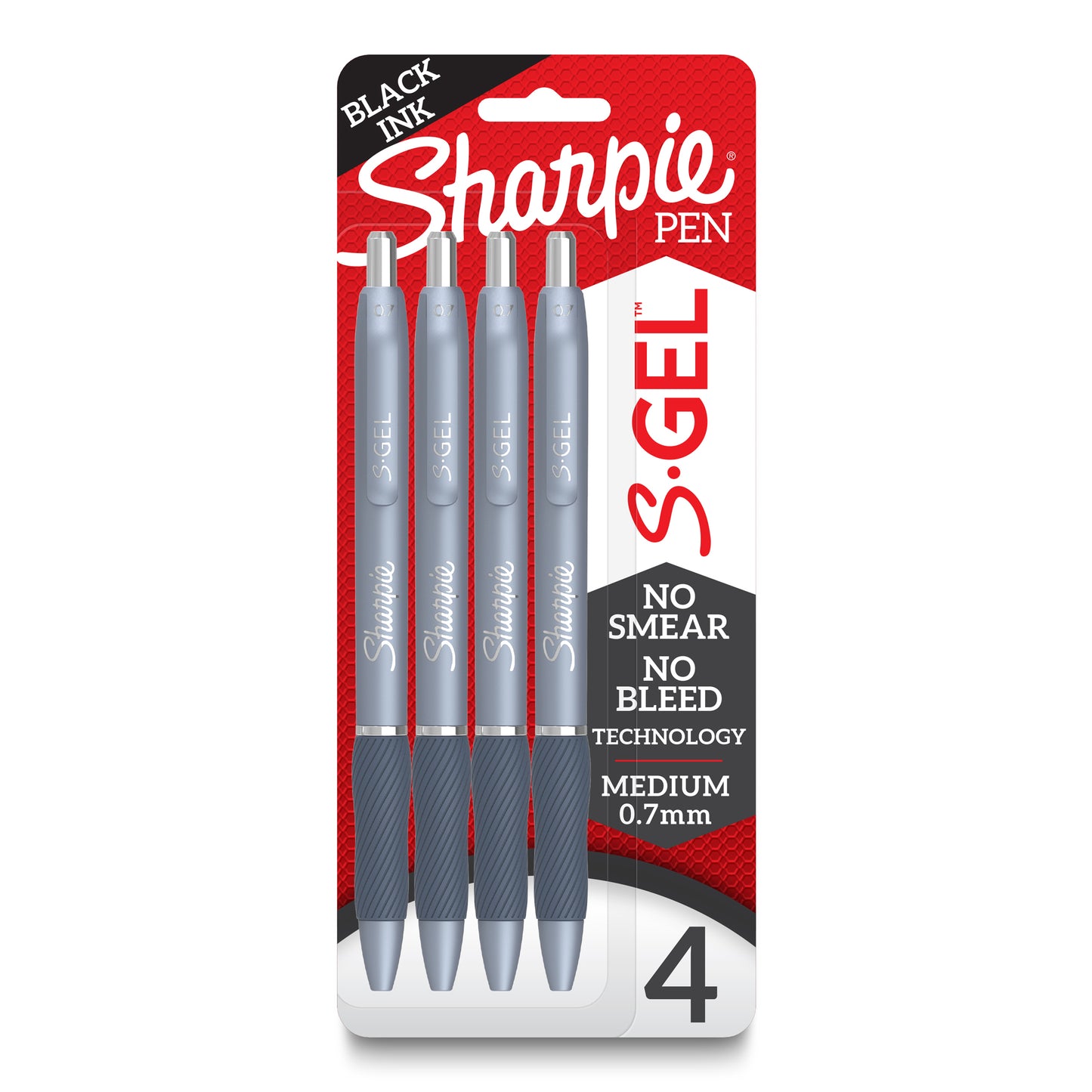 S-Gel, Gel Pens, Medium Point (0.7mm), Frost Blue Body, Black Gel Ink Pens, 4 Per Pack, 3 Packs