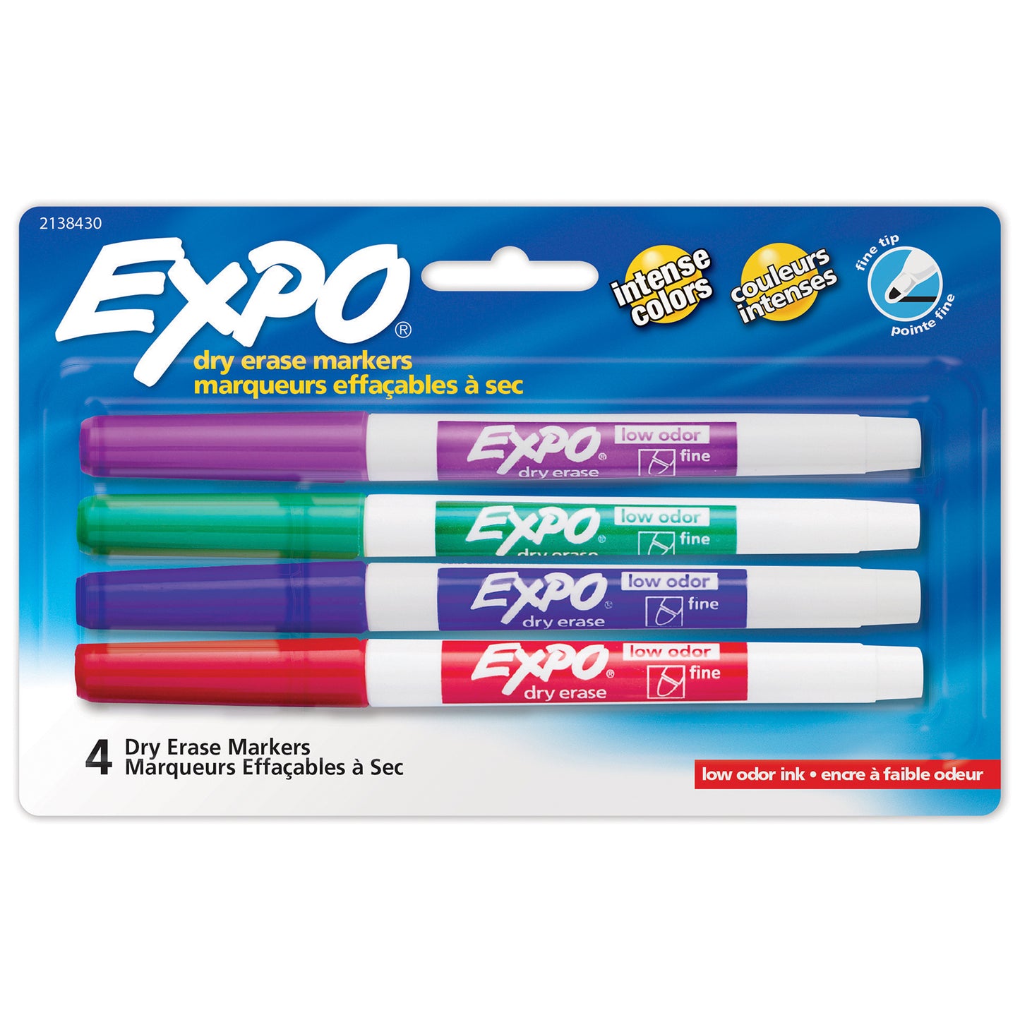 Dry Erase Markers, Whiteboard Markers with Low Odor Ink, Fine Tip, Assorted Vibrant Colors, 4 Per Pack, 3 Packs