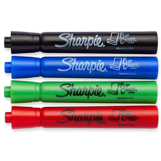 Flip Chart® Markers, Bullet Tip, Assorted Colors, Pack of 4