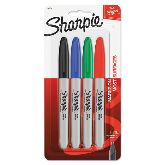 Fine Point Permanent Markers, Assorted, Set of 4