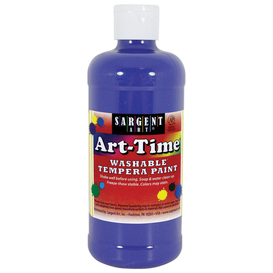 Art-Time® Washable Tempera Paint, Blue, 16 oz.