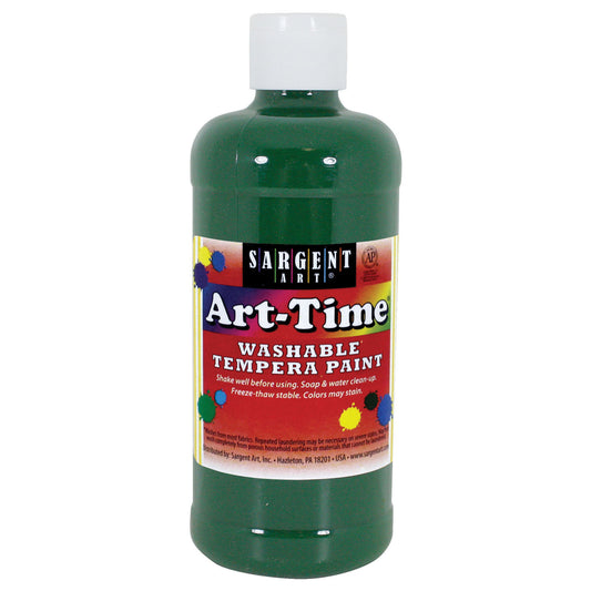 Art-Time® Washable Tempera Paint, Green, 16 oz.