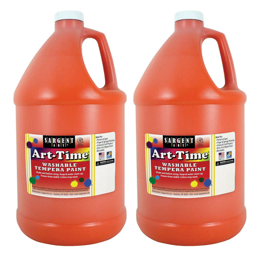 Art-Time® Washable Tempera Paint, Gallon, Orange, Pack of 2