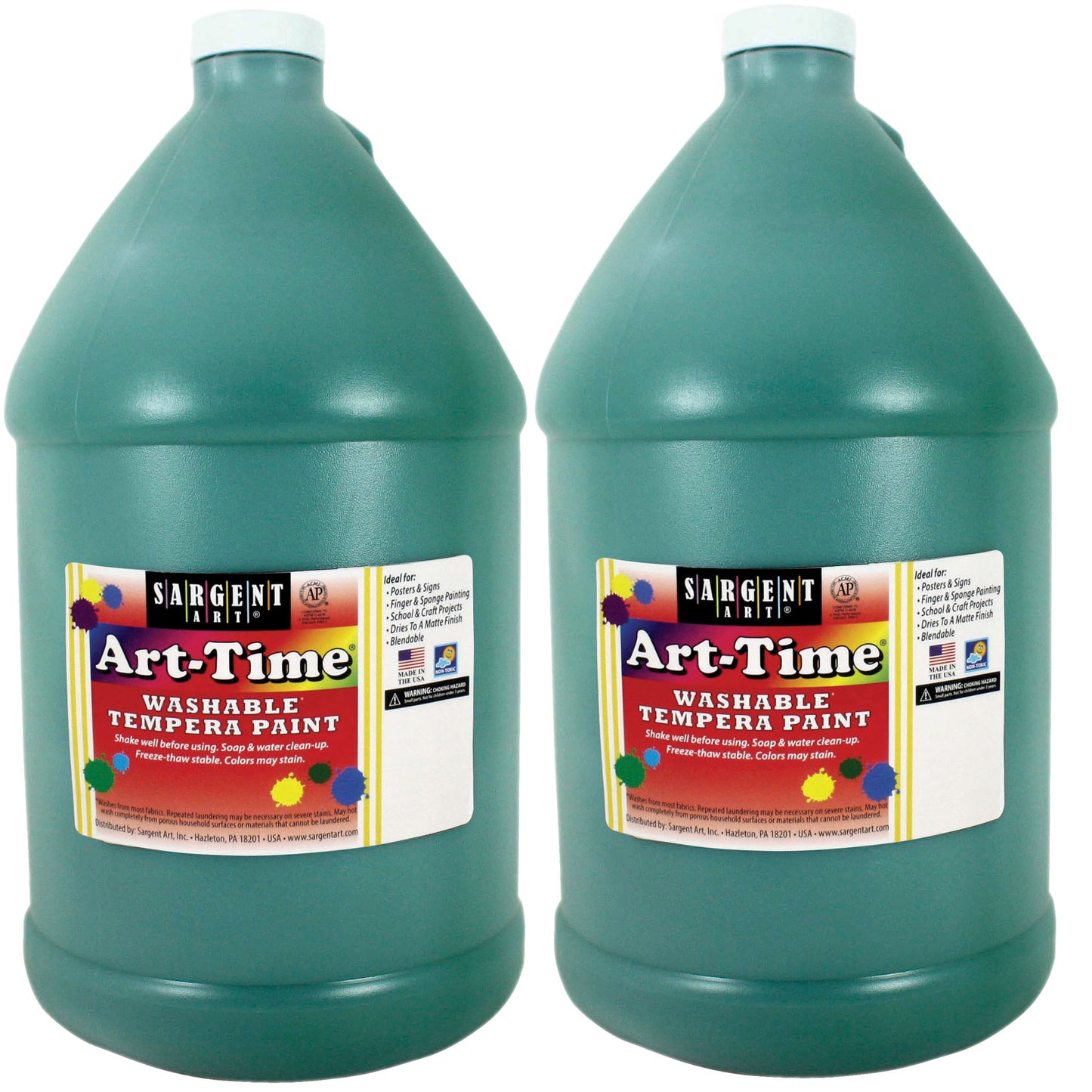 Art-Time® Washable Tempera Paint, Green, Gallon, Pack of 2