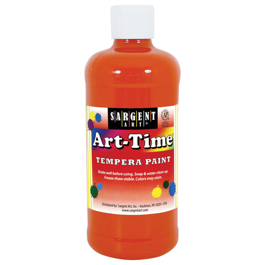 Art-Time® Tempera Paint, Orange - 16 oz., 12/pkg