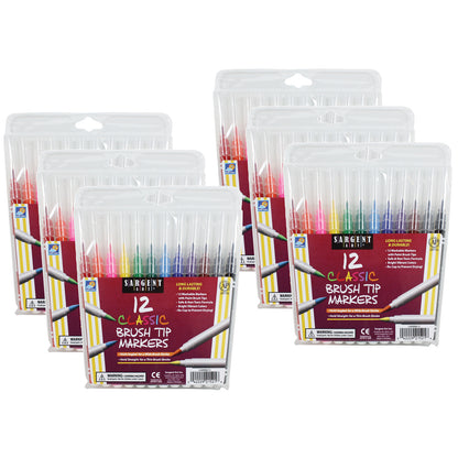 Classic Brush Tip Markers, 12 Per Pack, 6 Packs