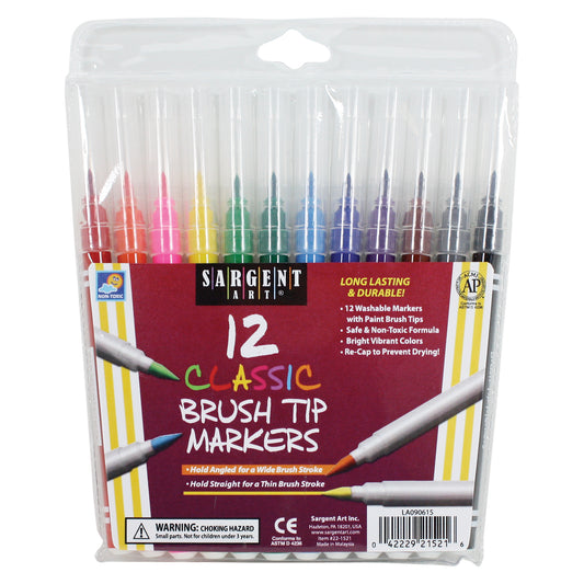 Classic Brush Tip Markers, Pack of 12