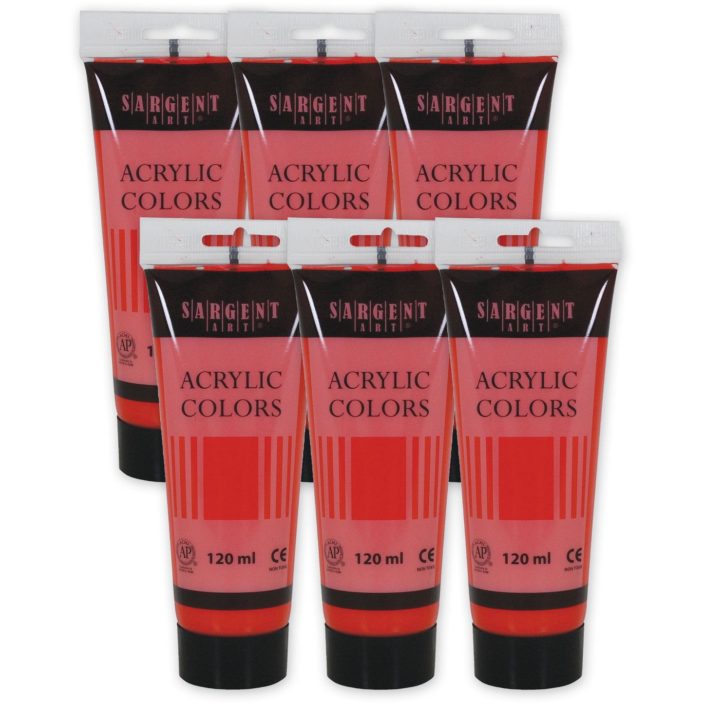 Acrylic Paint Tube, 120 ml, Primary Magenta, Pack of 6