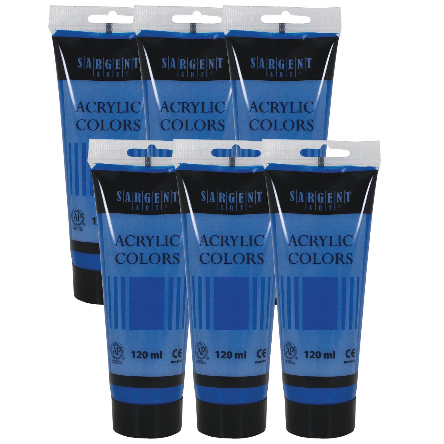 Acrylic Paint Tube, 120 ml, Dark Ultramarine Blue, Pack of 6