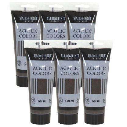 Acrylic Paint Tube, 120 ml, Raw Umber, Pack of 6