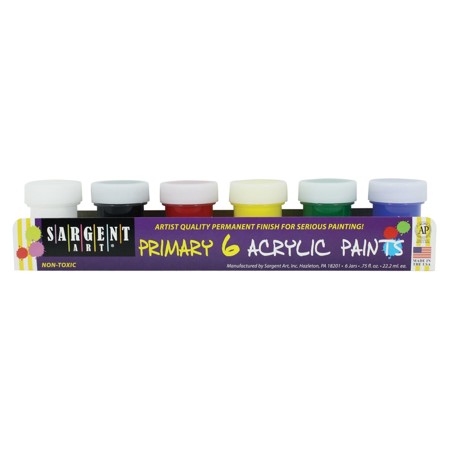 Primary Acrylic Paints, Set of 6