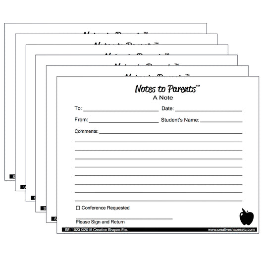 (6 Pk) Notes To Parents Blank Note