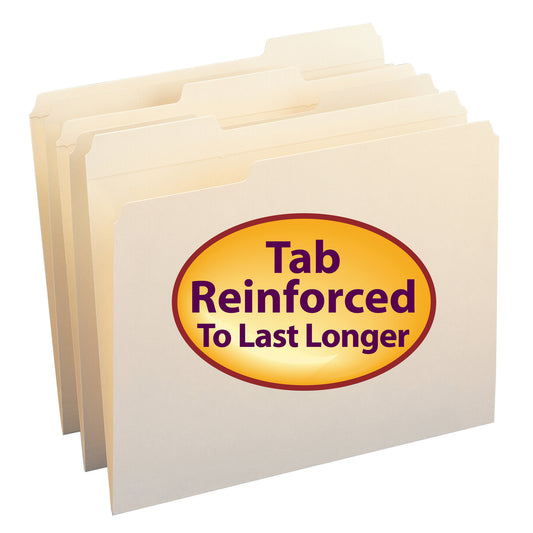 File Folders, Reinforced 1/3-Cut Tab, Letter Size, Manila, Box of 100
