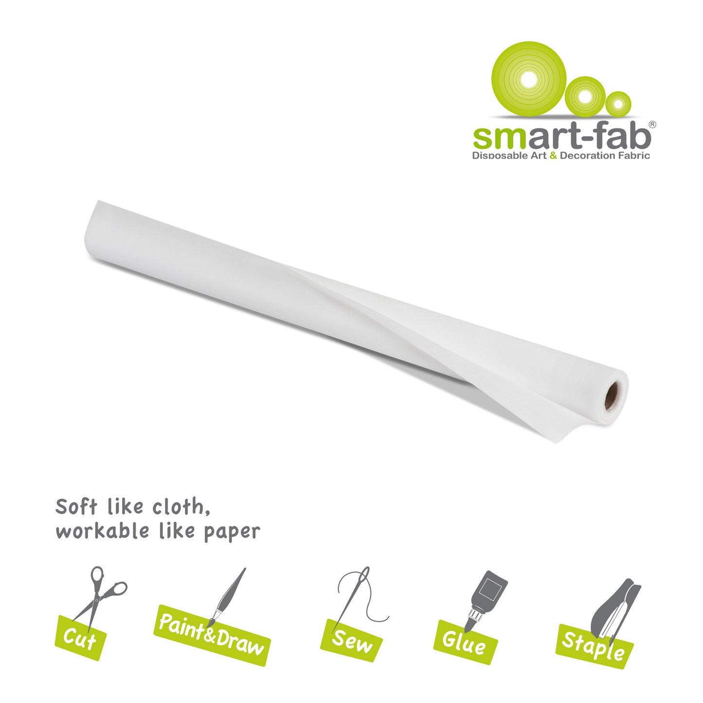 Smart-Fab® Disposable Craft Fabric Roll, 24" x 18', White, 3/pkg